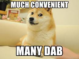 Doge meme with the caption “Much convenient, many dab”