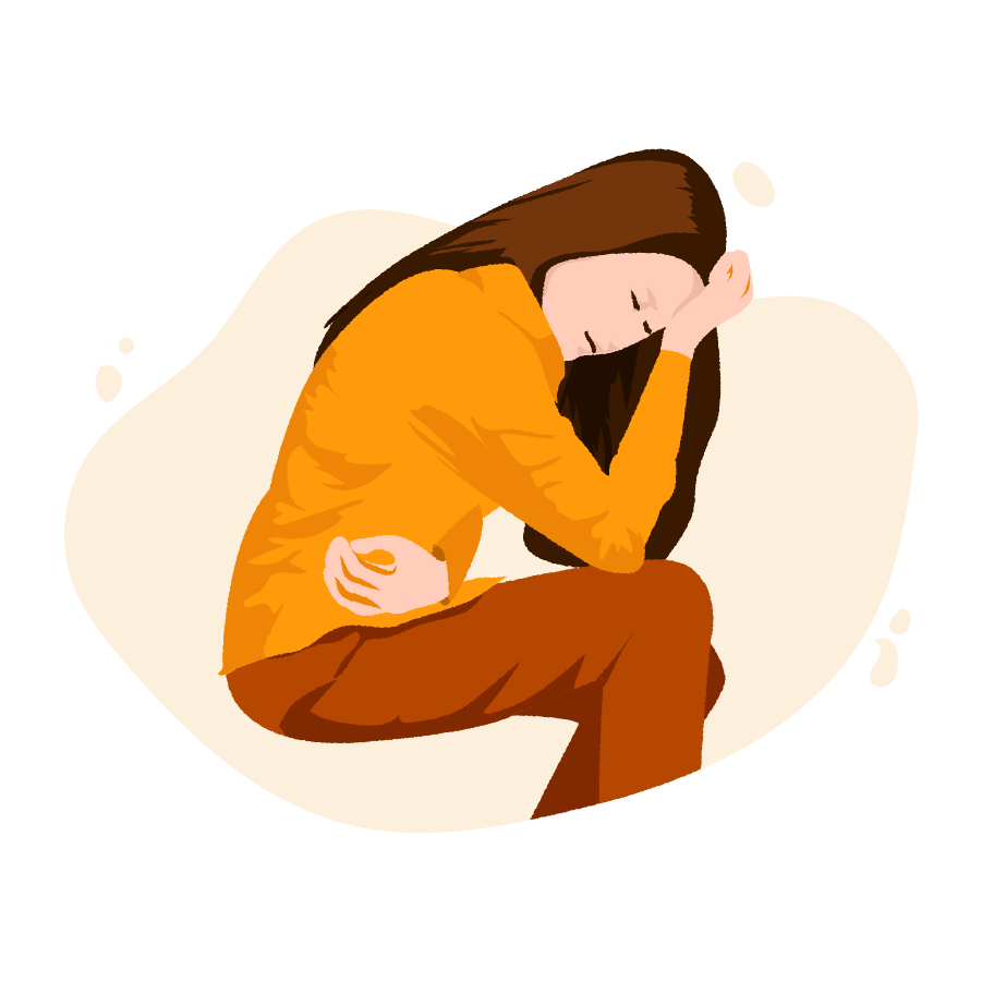 An image of a girl experiencing a headache and body aches.