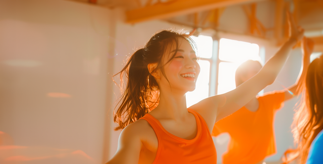 Group of female dancers in an exercise studio during sunrise