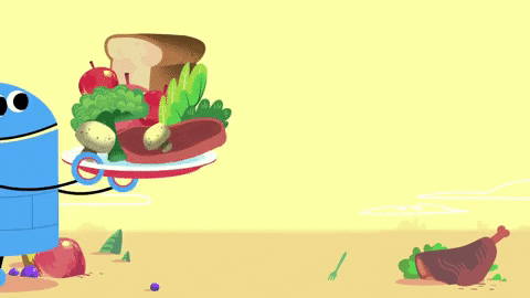 Robot trash can eats food